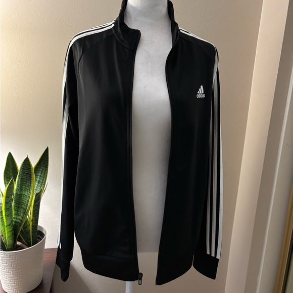 Adidas Black Jacket with White Logo Stripes Size L - Picture 6 of 15